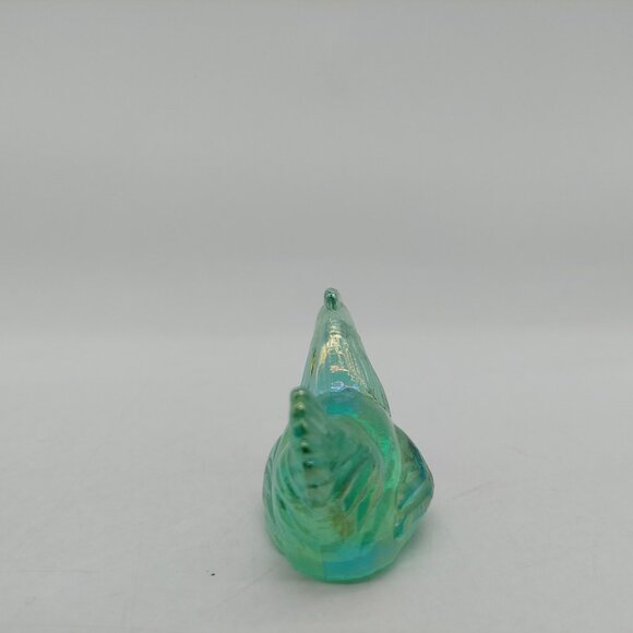 Fenton Glass Mini Chicken Miniature Hen Pets Iridescent Green Glase - Picture 4 of 7